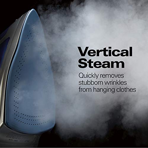 Hamilton Beach 1500W Steam Iron with Adjustable Steam Settings - Durable Nonstick Soleplate, Vertical Steaming, Auto Shut-Off
