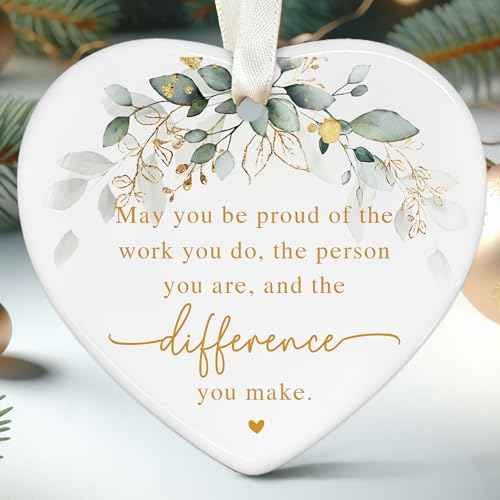Thank You Ornament for Women Boss Coworker Teacher Nurse - Christmas Employee Thank You Gifts - Inspirational Farewell Goodbye Going Away Gift - Ceramic Appreciation Christmas Ornament?