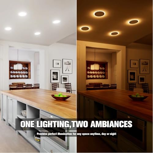 White 6 Inch Recessed Light with Night Light - 5 CCT Dimmable 1080LM