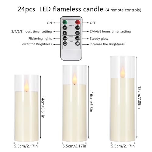24 Pack LED Flameless Candles Set Clear Variation of This Listing