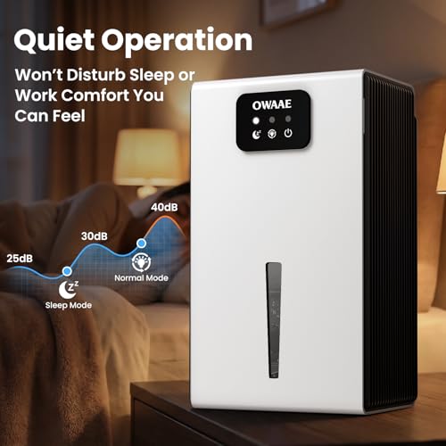 OWAAE White Dehumidifier for Home 1000 Sq Ft Sleep Mode Auto Shutoff