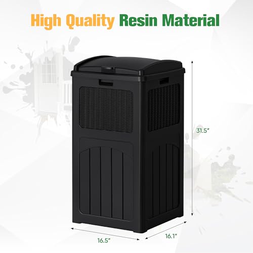 Flamaker 30 Gallon Trash Can, Resin Outdoor Garbage Can with Lid