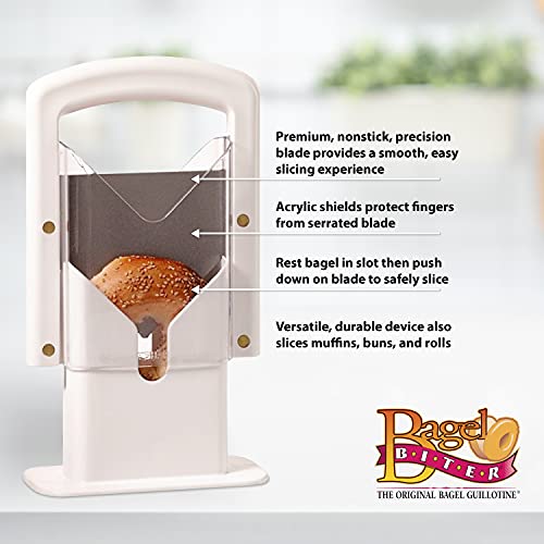 White Bagel Guillotine Slicer with Safety Shield - Hoan