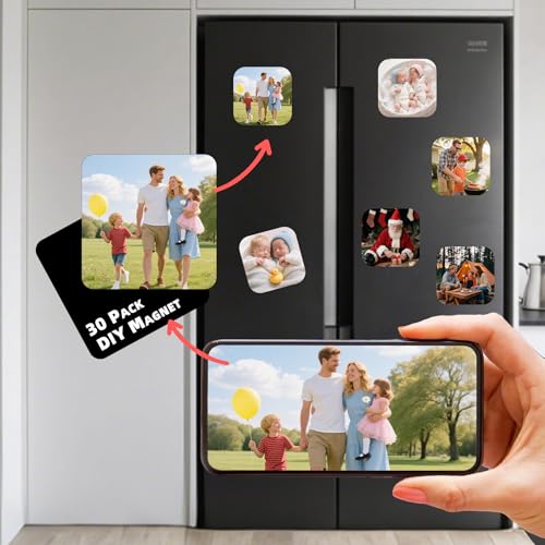 30 Pcs DIY Fridge Magnet Craft Set Acrylic Square Without Adhesive Backing - La Sheer