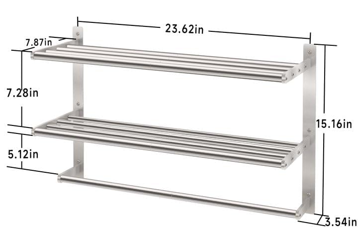 Bethom 24 Inch Brushed Nickel Bathroom Towel Rack with Bars - 3-Tier Hotel Style Shelf Variation of Brushed-Nickel / 24IN (1 Bar)