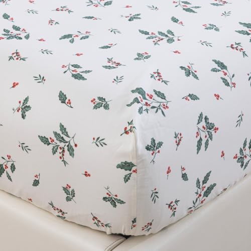 DAUAOTO Christmas Holly Berries Cotton Sheets Set Twin XL Pattern 19#