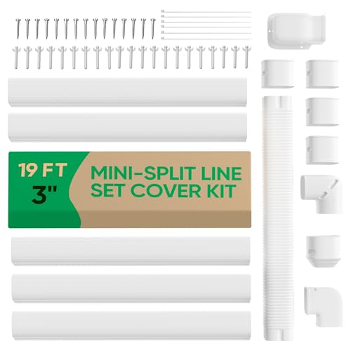 Mini Split Line Set Cover - 19Ft Paintable PVC Cable Hide Kit for AC