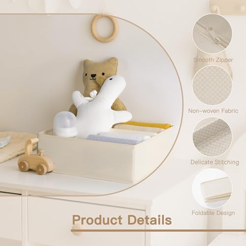 Criusia Drawer Organizer Clothes Set - Beige 24 Pack, Foldable Closet Dividers for Baby & Bedroom Storage