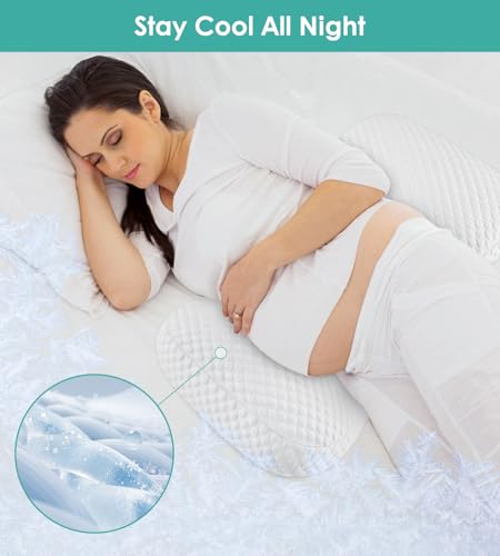 DONAMA Pregnancy Pillow Cooling Support Wedge - All White, Adjustable Maternity Pillow