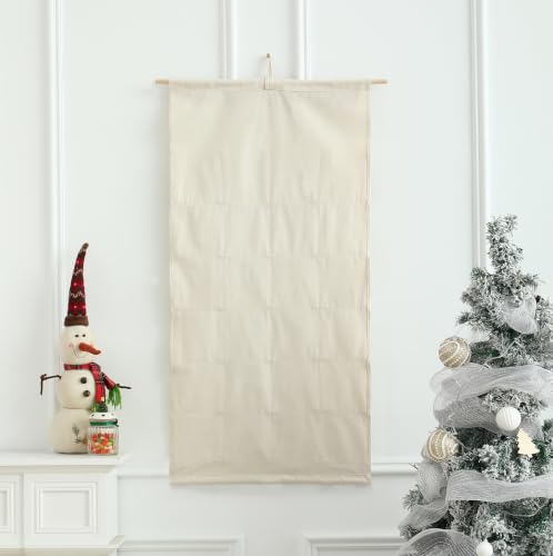 MONOBLANKS Christmas B Fabric Hanging Advent Calendar with Pockets - Holiday Decor
