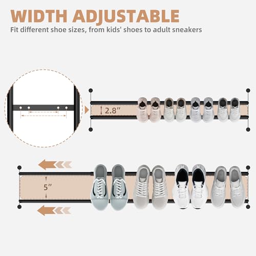 Expandable Shoe Rack - Holds 24 Pairs, 4 Tiers, Black, Adjustable & Stackable