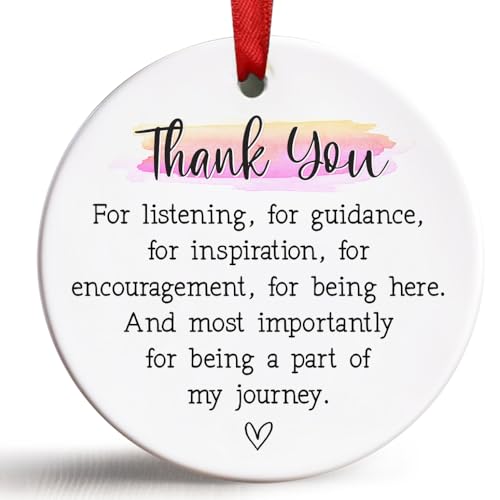 Thank You Christmas Ornament - Ceramic Hanging Gift for Coworker, Boss, Teacher, Friend