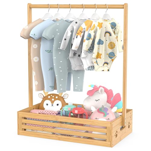 BAMBOOHOMIE Baby Clothing Rack for Toddler, Pets Clothes with Storage