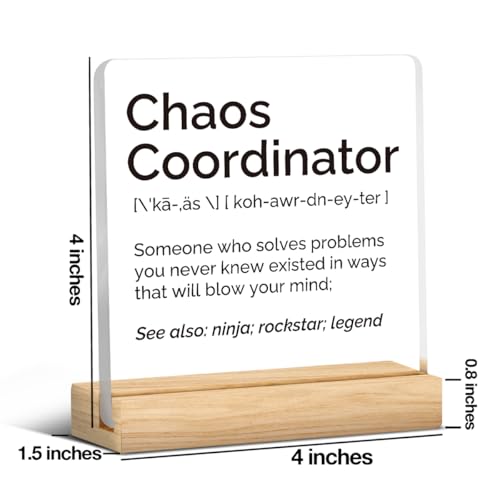 AACQQ Chaos Coordinator Appreciation Acrylic Sign - Thank You Gift for Boss, Nurse, Teacher, Manager, Family, Women & Men