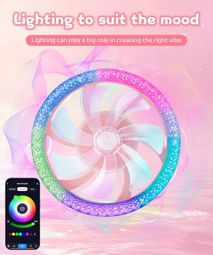 Vookea Pink 20-Inch Smart Ceiling Fan with Light & Remote, Bluetooth & APP Control