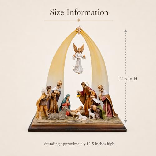 Comfy Hour 12.5-Inch Nativity Scene - Hand-Painted Resin Christmas Display