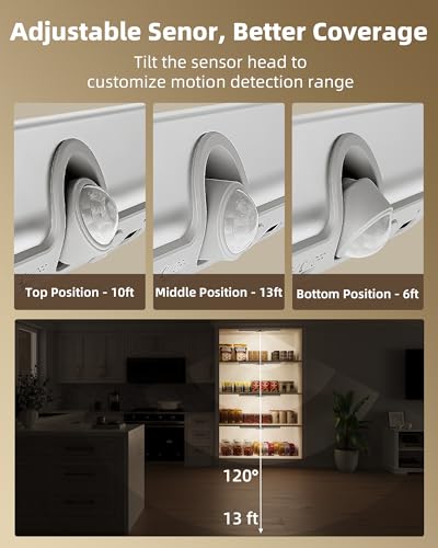 EZVALO 17-Inch Motion Sensor Closet Lights 3 Modes Rechargeable Battery