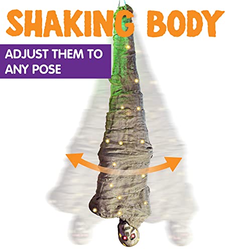 Halloween Hanging Corpse Decoration - 65-Inch Spooky Animated Dead Body Prop with Lights & Sound