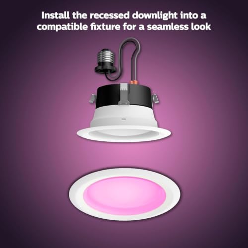 Philips Hue White & Color Ambiance 4-Inch Dimmable Recessed Downlight - 1 Pack
