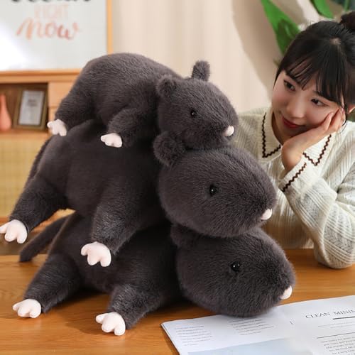 Large Rat Plush Pillow, Rat Stuffed Animal Plushie Toy for Kids Girls Boys, Birthday Gifts Room Decorations (Black)
