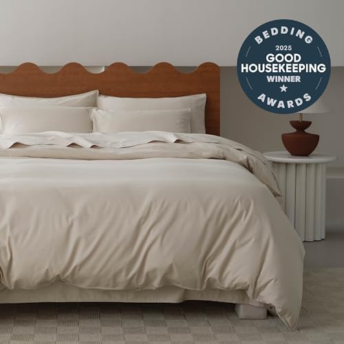Double Stitch GOTS Organic Cotton King Duvet Cover, Washed 300TC,