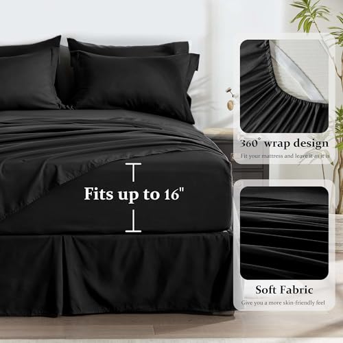 Black Queen Comforter Set 8 Pieces Bed in a Bag - Soft Microfiber Bedding