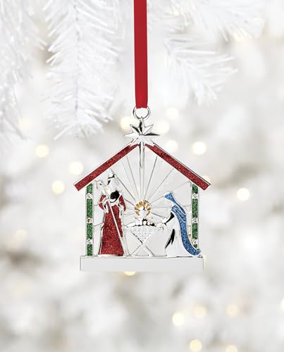 Lenox Nativity Ornament - Christmas Hanging Silverplate Charm