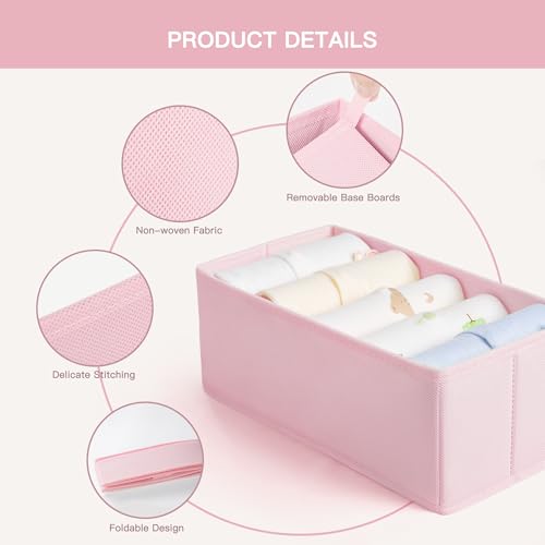 Pink Drawer Organizer Clothes Set 10 Pack - Foldable Closet Dividers for Baby & Kids