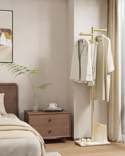 Gold Z-Shaped Garment Rack with Rock Base - Modern Coat Stand 68.9in