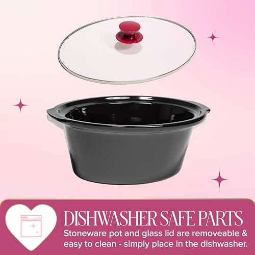 Paris Hilton 6-Quart Manual Slow Cooker Berry - Family Size, Nonstick Ceramic
