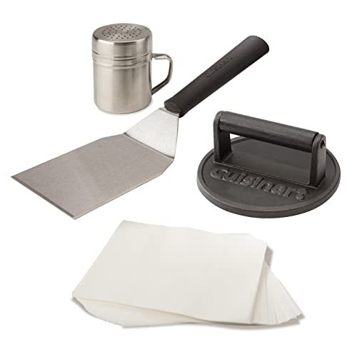 Cuisinart Smashed Burger Kit with Cast Iron Press & Accessories - Round 6"