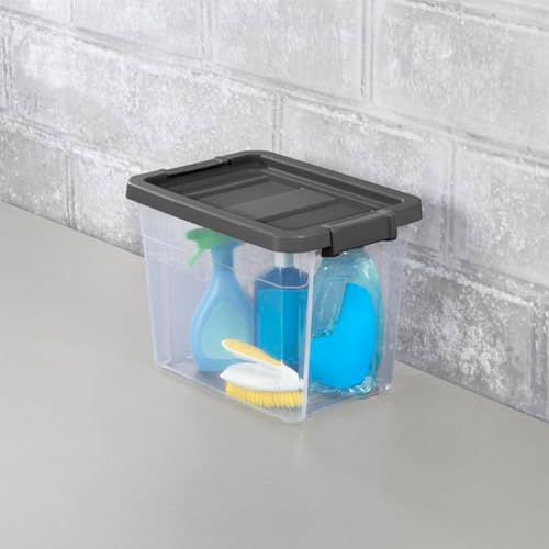 30 Quart Storage Bins with Latching Lids - 6 Pack - Modular Stackable Containers