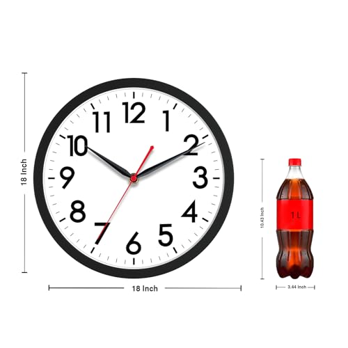 AKCISOT 18 Inch Wall Clock Black Silent Battery Operated Analog Clock - Variation: A Black / 18 Inch