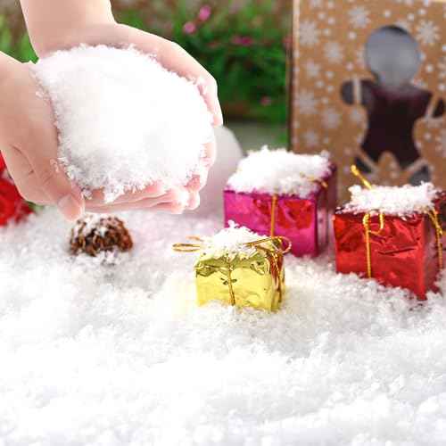 GlyinnHe 100g/3.6oz Artificial Snow,Christmas Fake Snow Powder Glitter Dry Snowflake for Christmas Village Craft Winter Decoration Party Supply
