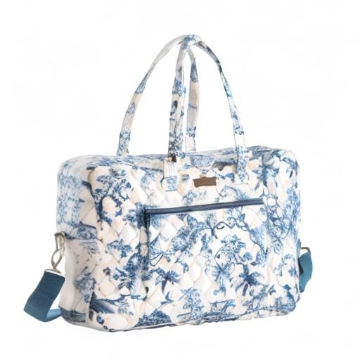 Maison d' Hermine Weekend Duffel Bags for Women Cotton Quilted Overnight Luggage Weekend Bag for Men Gym Sports Gifts Travel Business Travellers Trip Mothers Day Gifts -Bonobo - Blue