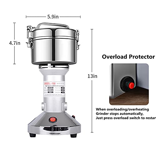 150g High-Speed Electric Grain & Spice Grinder - Stainless Steel Food Mill