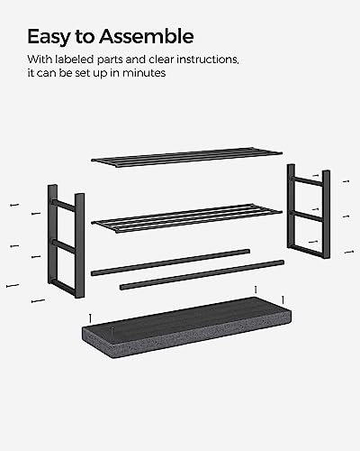 Shoe Storage Bench with Cushion, 39.4W Dark Gray & Ink Black - Entryway Organizer