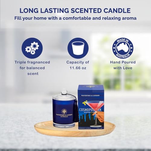 Cosmopolitan Scented Soy Candle - Hand Poured Australian Luxury Candle, 11.66 oz, Long-Lasting & Strong Fragrance, Natural Citrus Gift, Vari: Cosmopolitan
