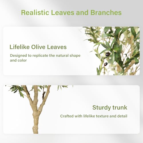FEELEAD Olive Trees Artificial Indoor 7ft with Realistic Branches &