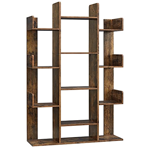 VASAGLE Rustic Brown 5-Tier Bookshelf with 13 Storage Shelves, 55.1 Inches
