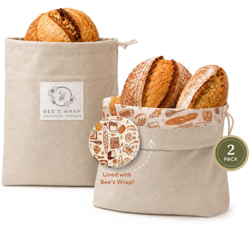 Bee's Wrap Beeswax Bread Bags 2 Pack - Bakery Lane Reusable Food Wraps