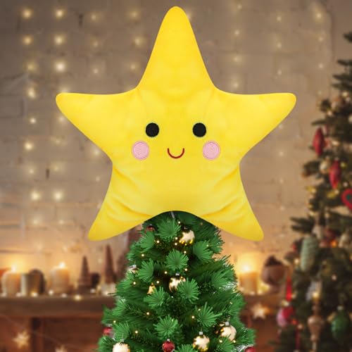 Shappy Christmas Star Tree Topper 9.45 Inch Plush Holiday Decoration