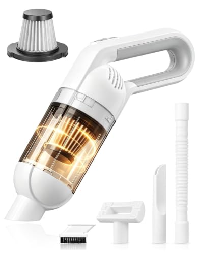 Cordless Handheld Vacuum Cleaner with 20,000 Pa Suction - White - Rechargeable Car & Home Cleaner