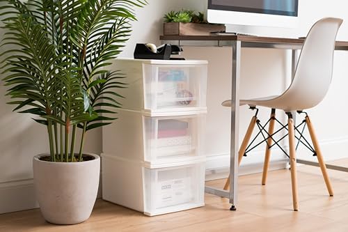 IRIS USA 4-Pack Medium 17 Qt. Stackable Drawer Storage Organizers, White