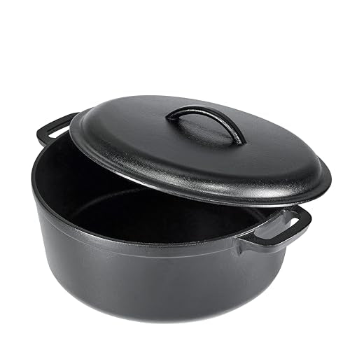 7-Quart Pre-Seasoned Cast Iron Dutch Oven with Lid & Dual Handles