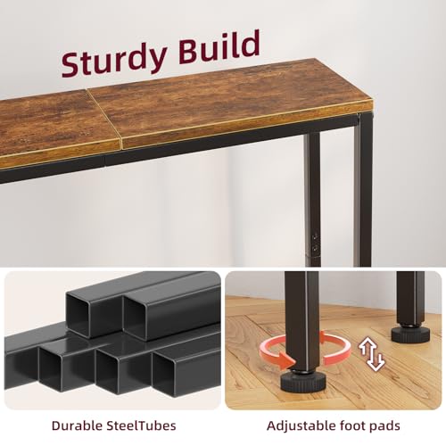 32-Inch Rustic Brown Console Table with Storage Shelf for Entryway & Living Room