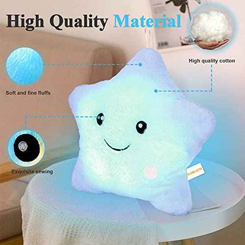 Creative Twinkle Star Glowing LED Night Light Up Plush Pillows Stuffed Toys Birthday Gifts for Kid Children Friends,Couch Bed Throw Pillows Decorative Light Blue Throw Pillow Covers