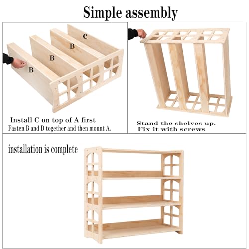 Kids Toy & Book Storage Shelf - 4-Tier Montessori-Inspired Wooden Organizer for Nursery & Playroom