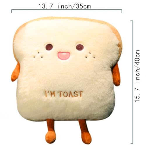 15.7/40cm Toast Bread Plush Pillow, Bread Stuffed Pillow,Food Pillow with Pocket Plush Pillow Warm Hand Pillow (Grievance), Brown