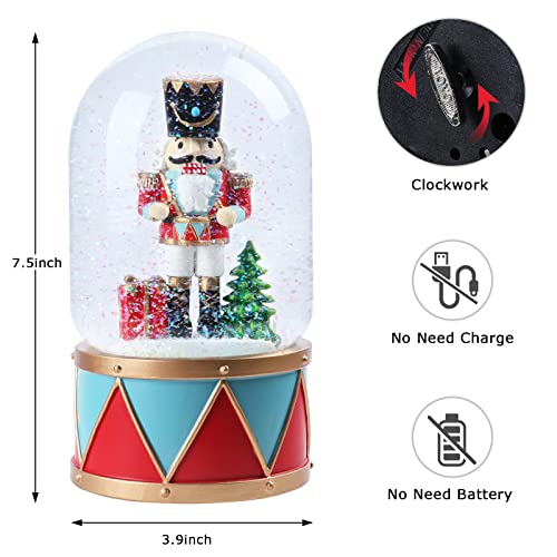 MUMTOP Nutcracker Snow Globe with Music & Lights, Swirling Glitter Christmas Decor